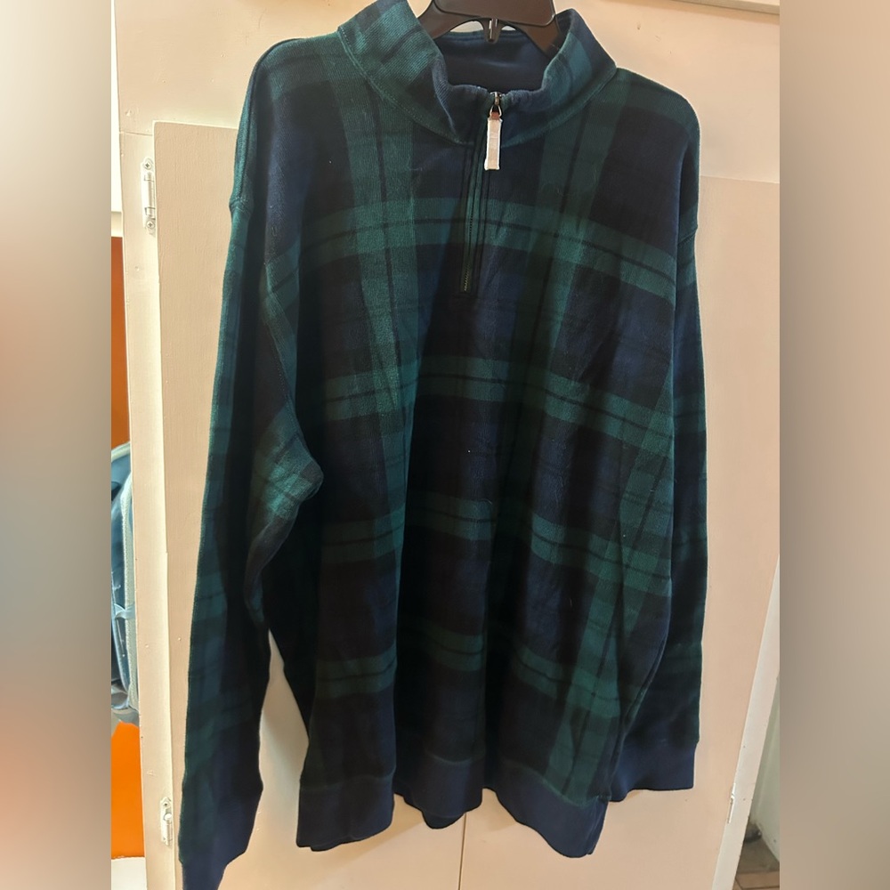 Lands End mens plaid quarter zip pullover fleece green navy sz XXL
NEVER WORN